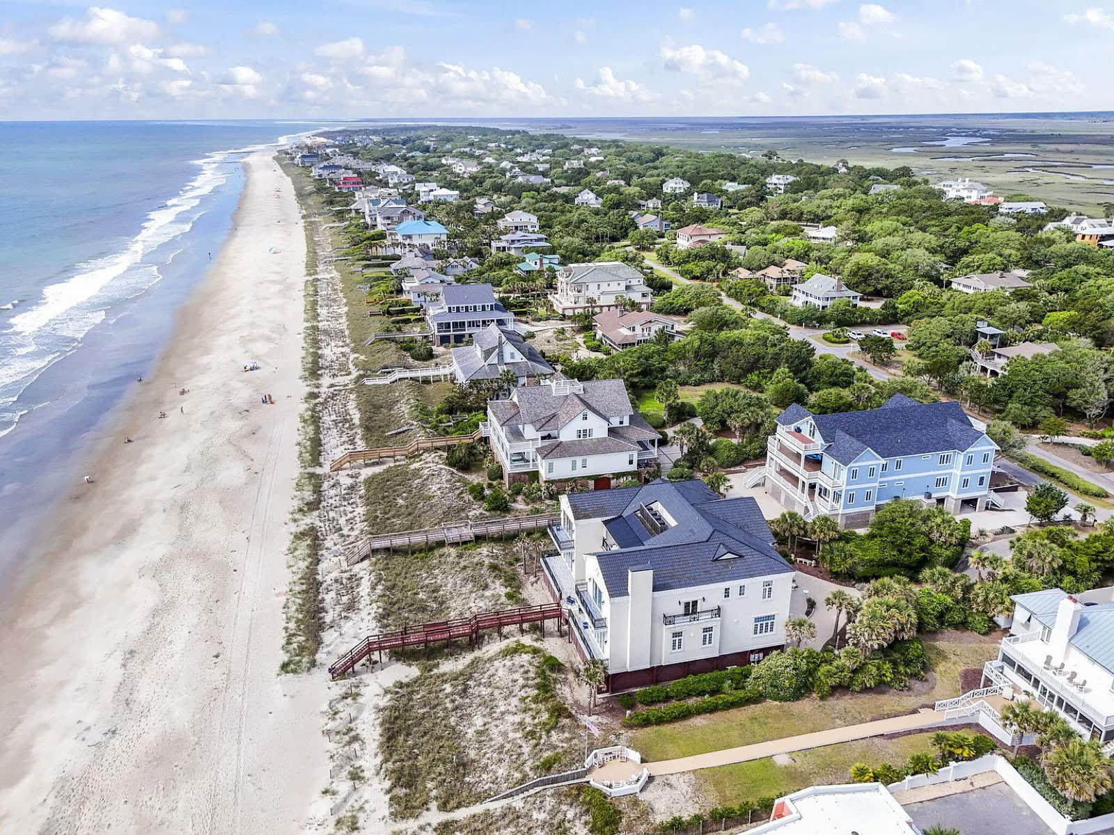 Aerial view of DeBordieu's low-density oceanfront